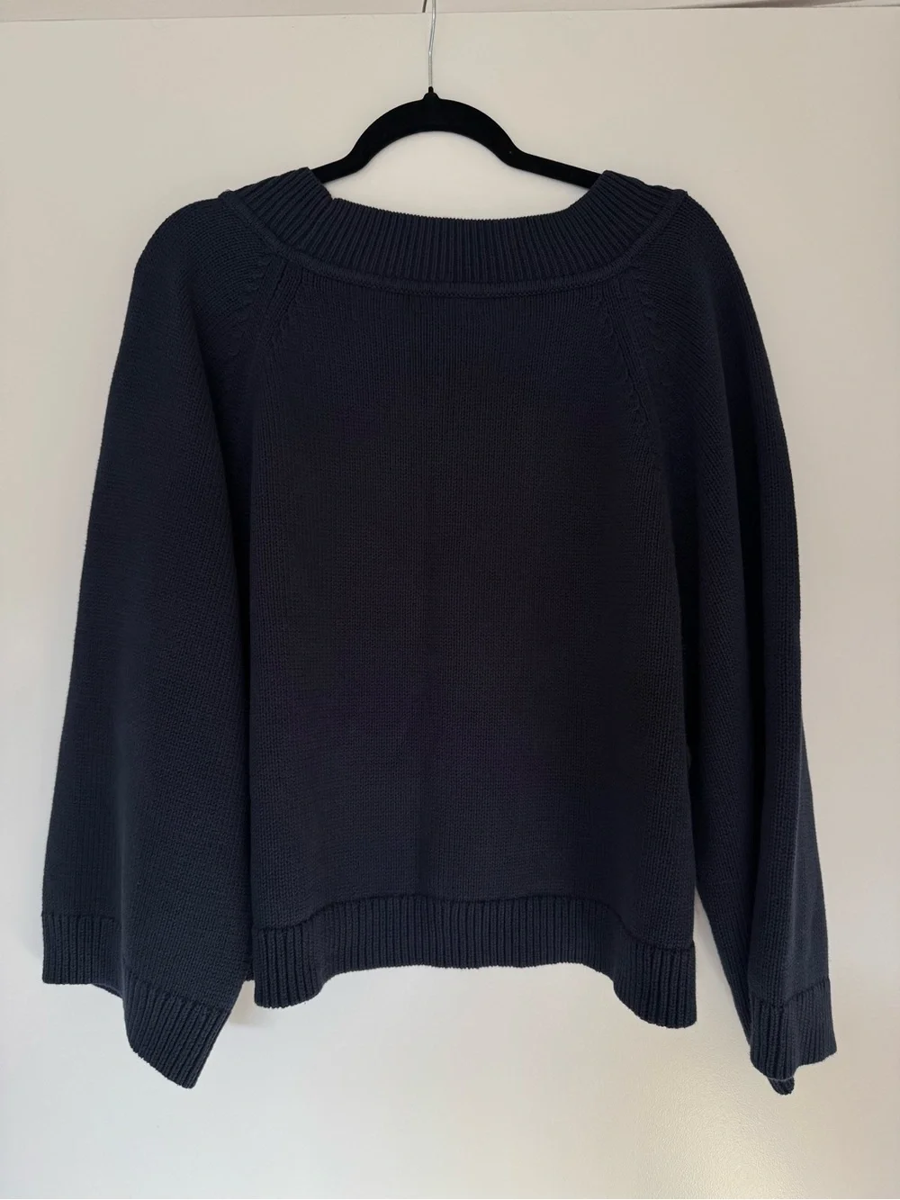 NWOT J. Crew Navy Cotton Wide Crew Neck Wide Sleeve Loose Sweater Size Medium